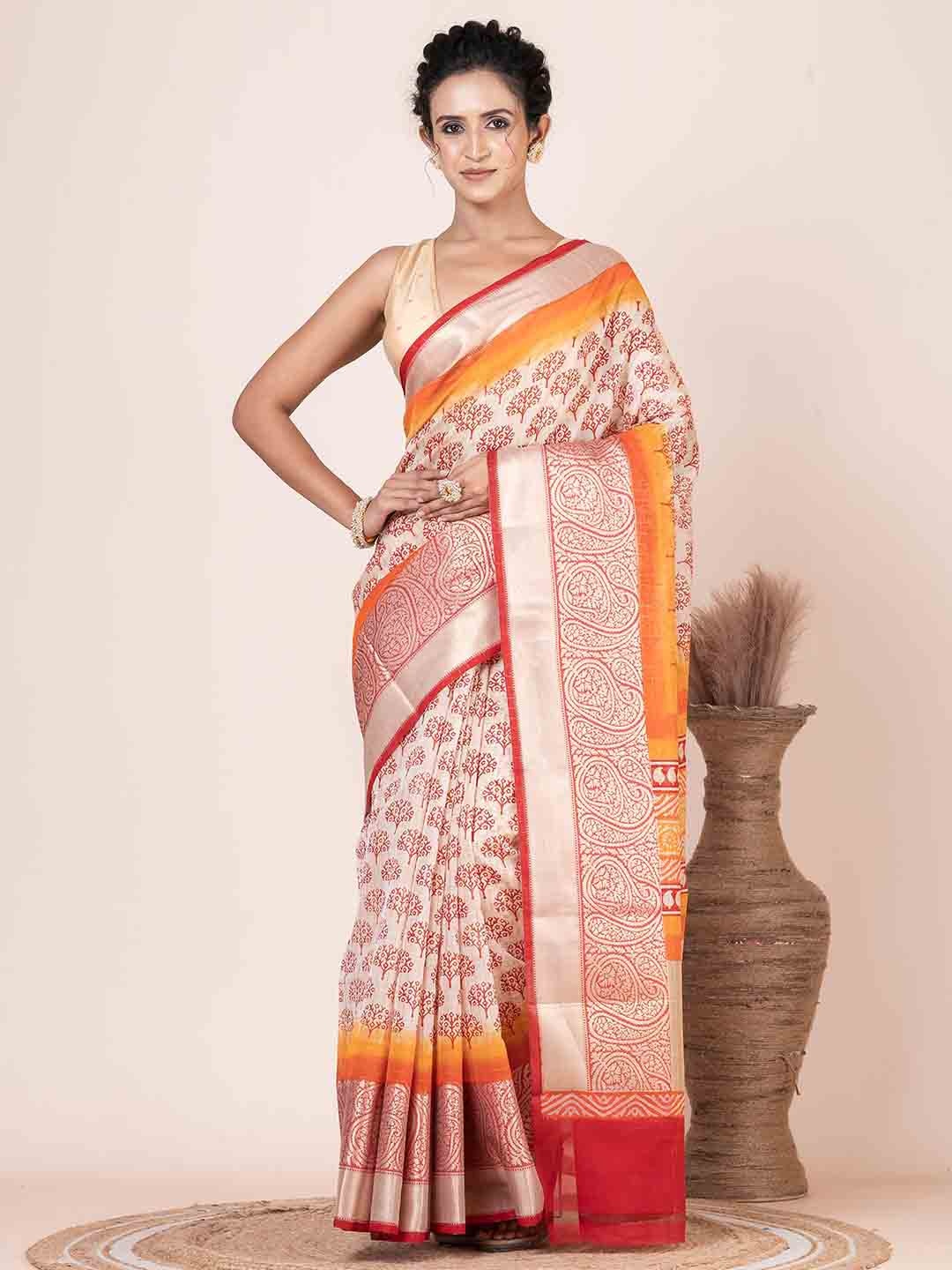 

VIBHAVARI Zari Saree, Red