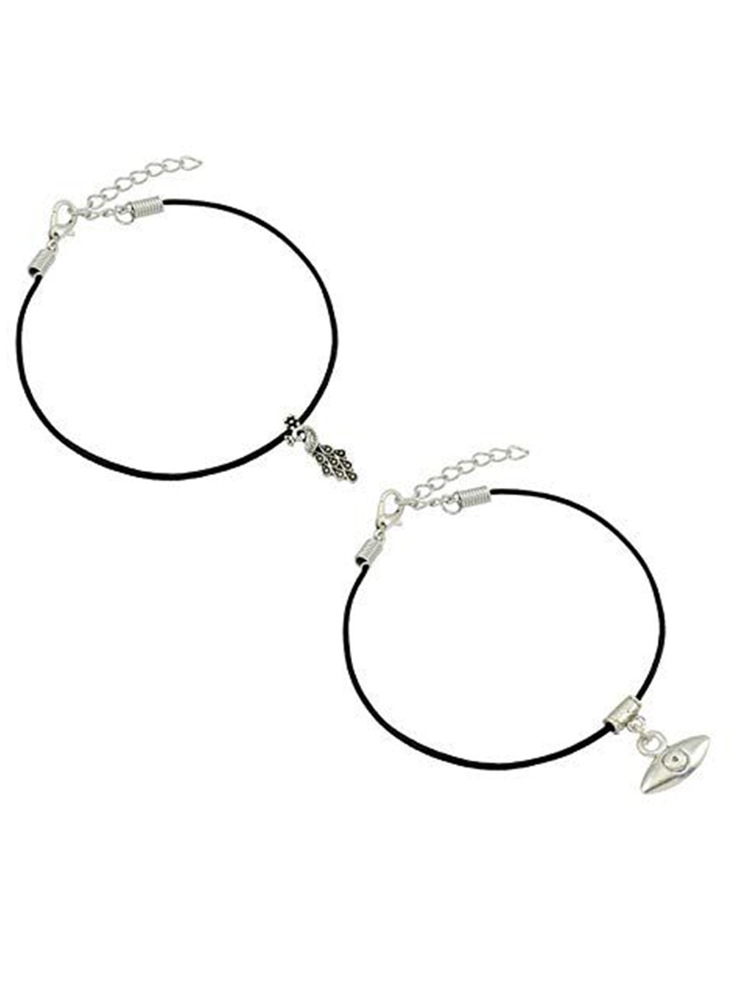 

HIGH TRENDZ Women Set of 2 Anklets, Black