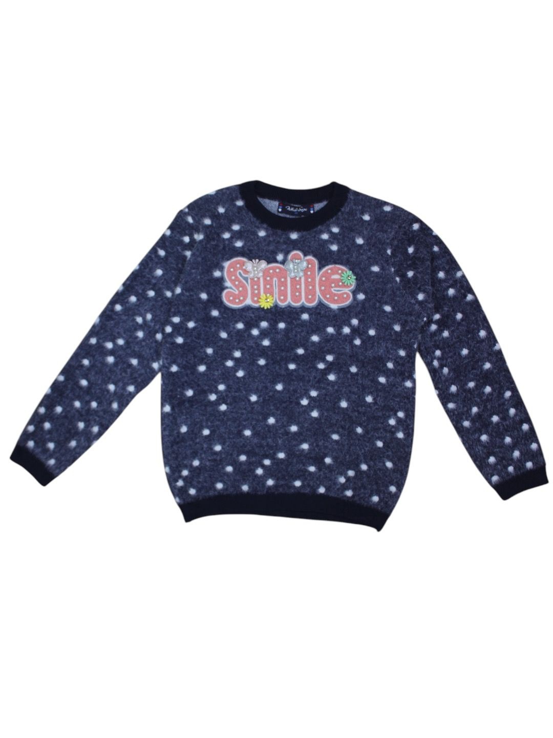 

White Snow Unisex Kids Typography Printed Pullover, Navy blue