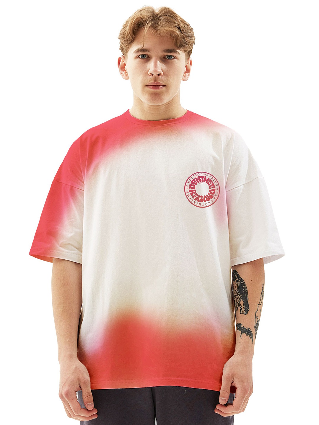 

SONIBROS Men Dyed Applique T-shirt, Red