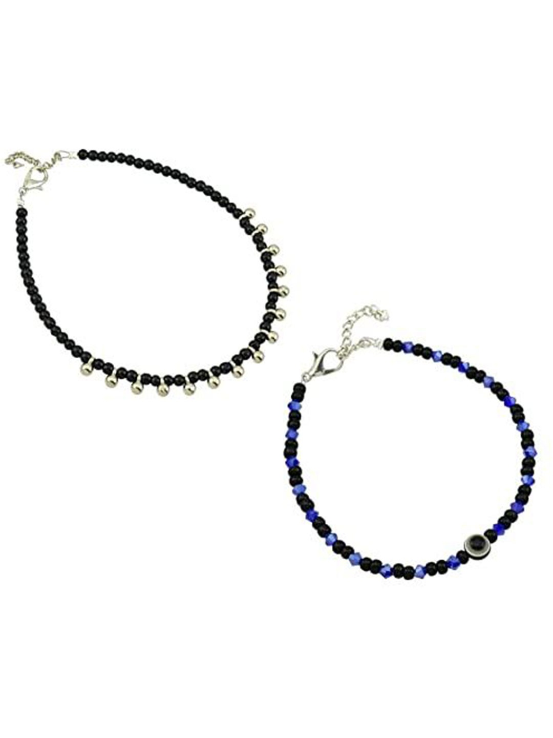 

HIGH TRENDZ Women Set of 2 Anklets, Black
