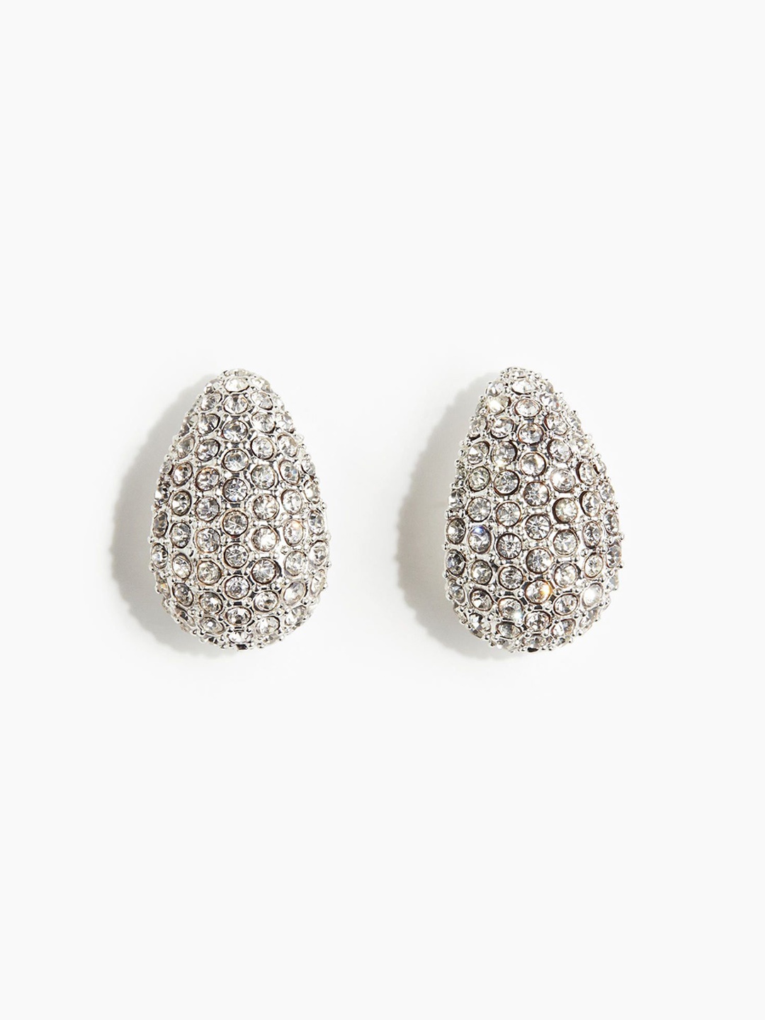 

H&M Rhinestone-Embellished Hoop Earrings, Silver