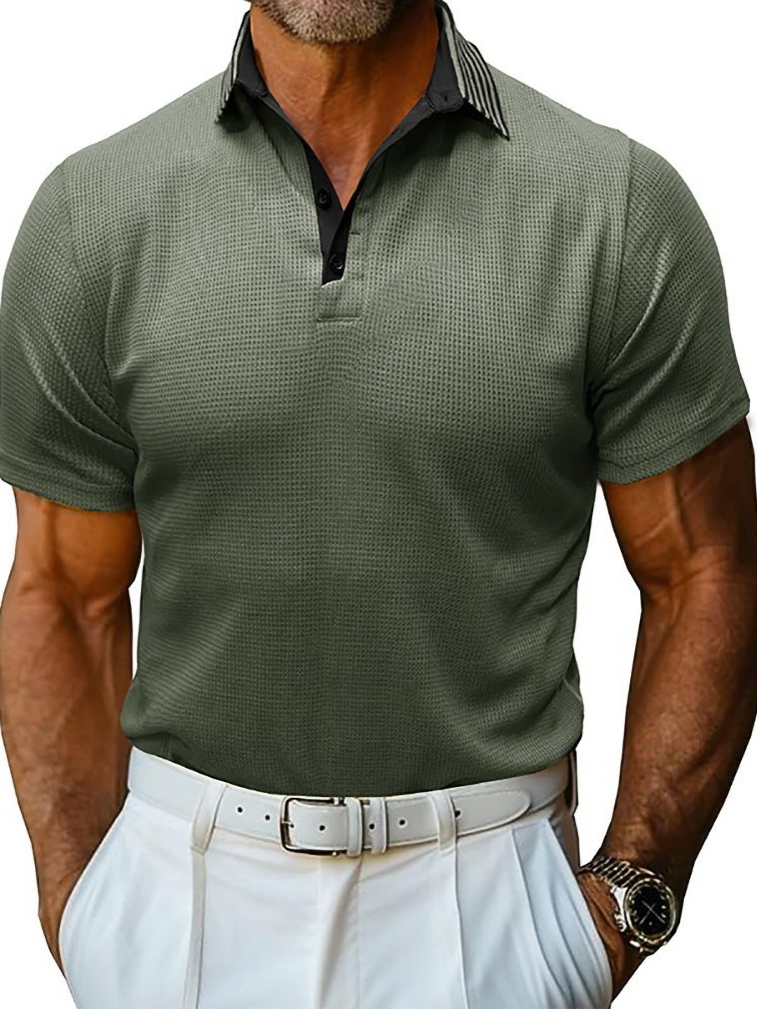 

StyleCast x Revolte Men Polo Collar T-shirt, Green