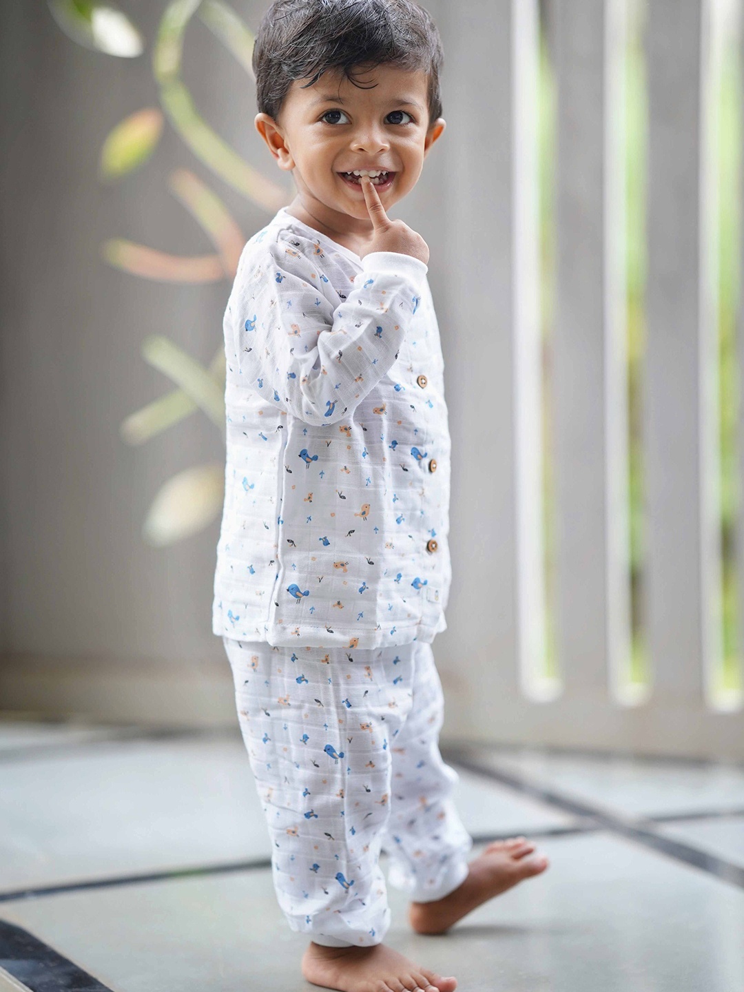 

Honcho Baby Unisex Kids Printed Shirt, White