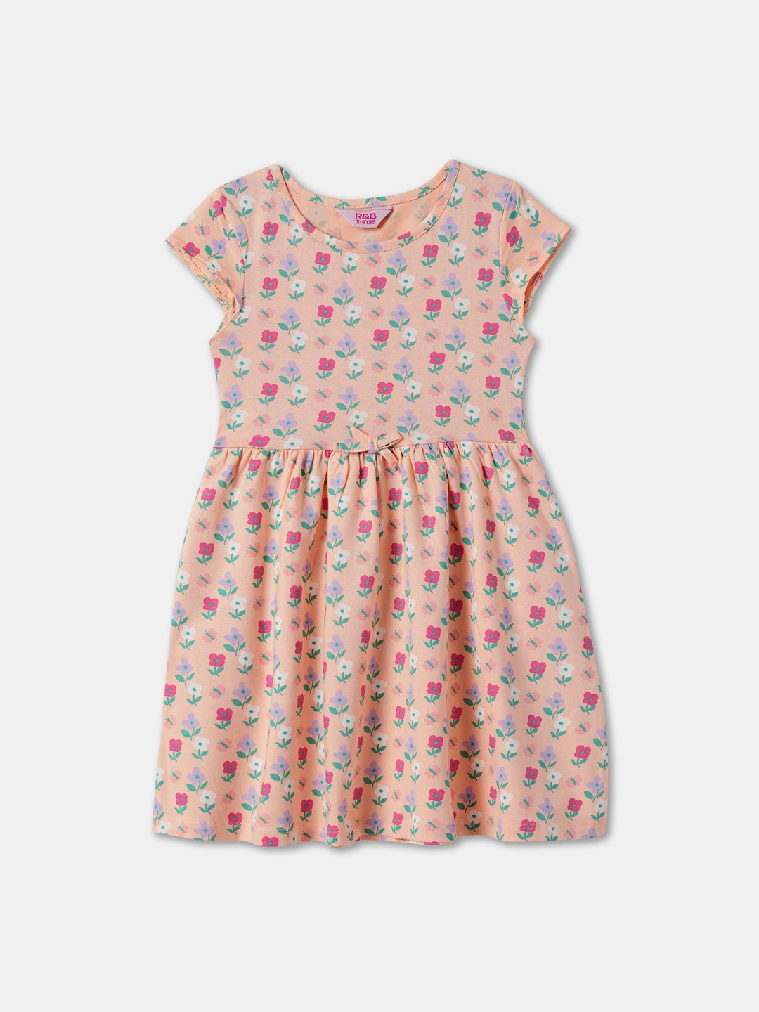 

R&B Floral Print A-Line Dress, Pink