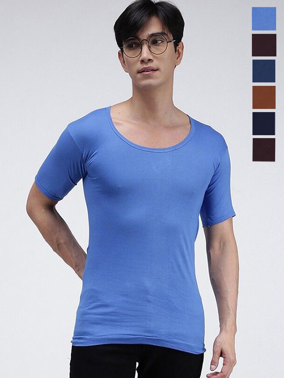 

AMUL COMFY Pack of 6 Cotton Sleeveless Innerwear Vests Comfy-Color-RNS-6-90, Blue