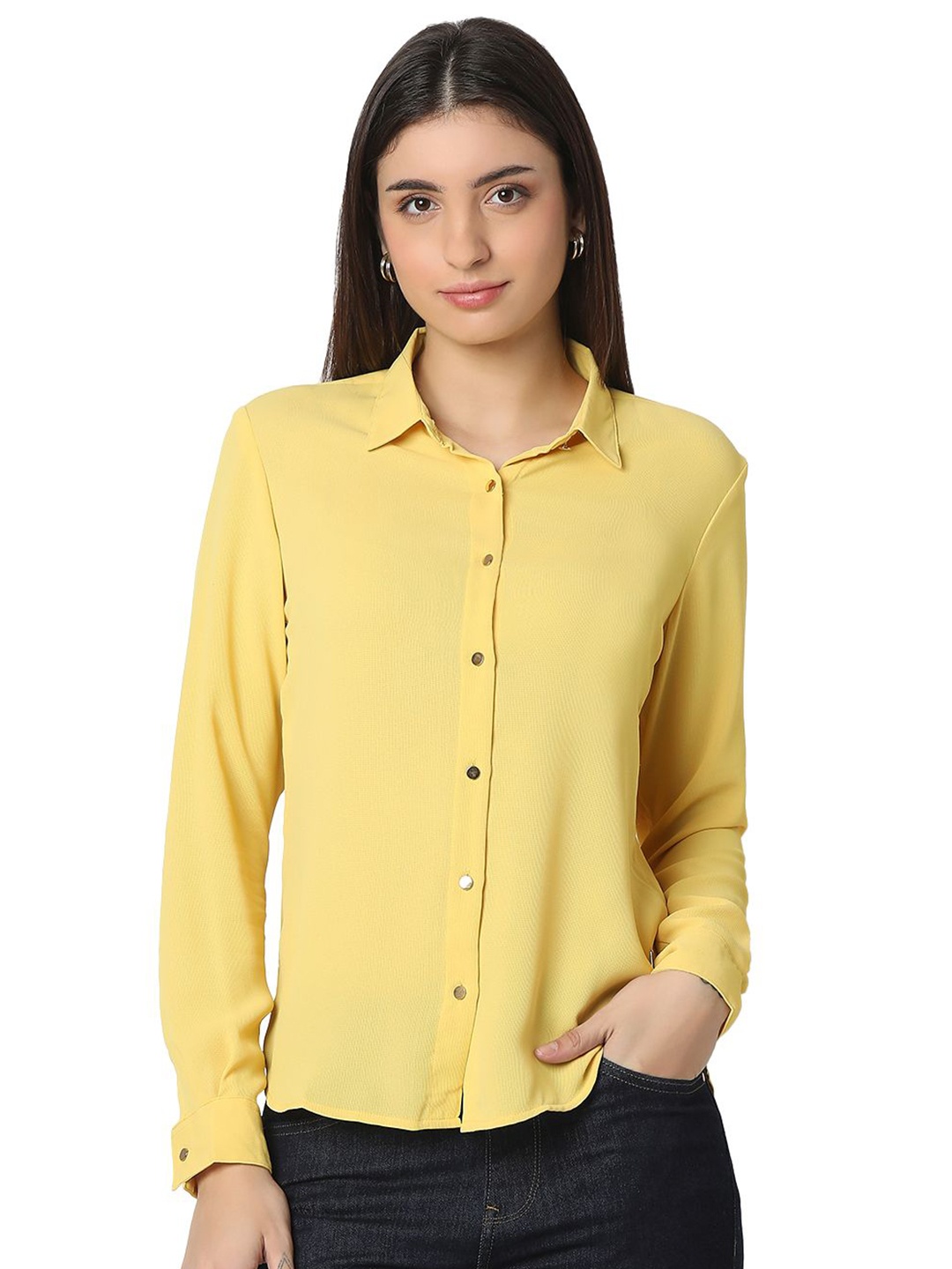 

SPYKAR Women Opaque Casual Shirt, Yellow