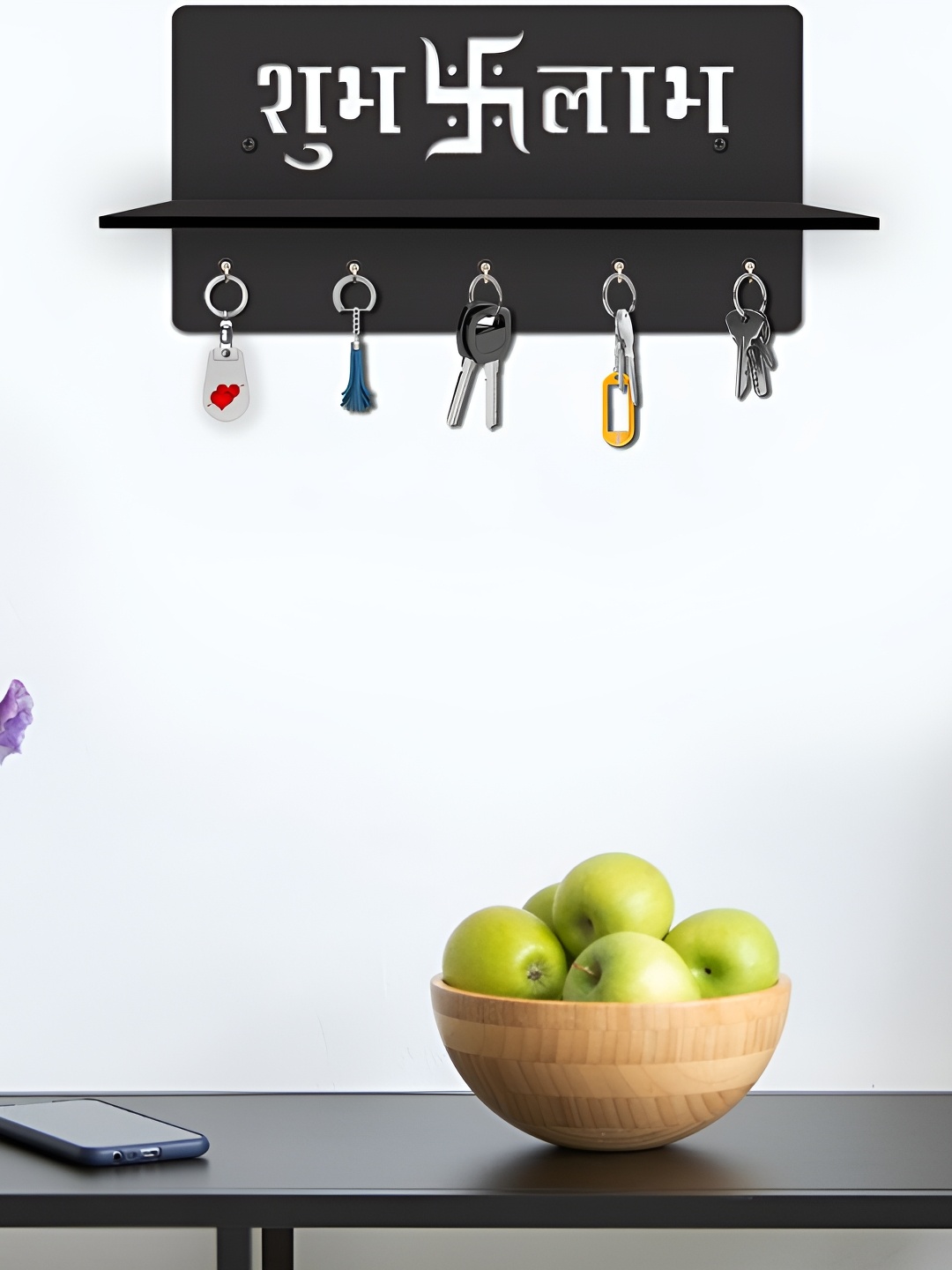 

OLIVE TREE Black 5 Hooks Wooden Key Holder