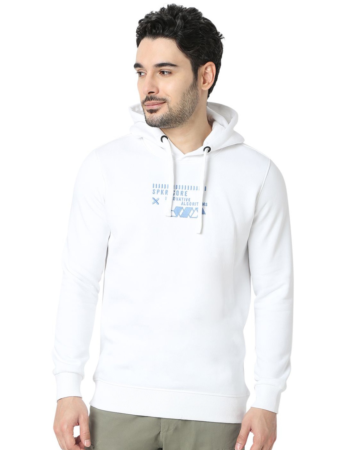 

SPYKAR Men Hooded Sweatshirt, White