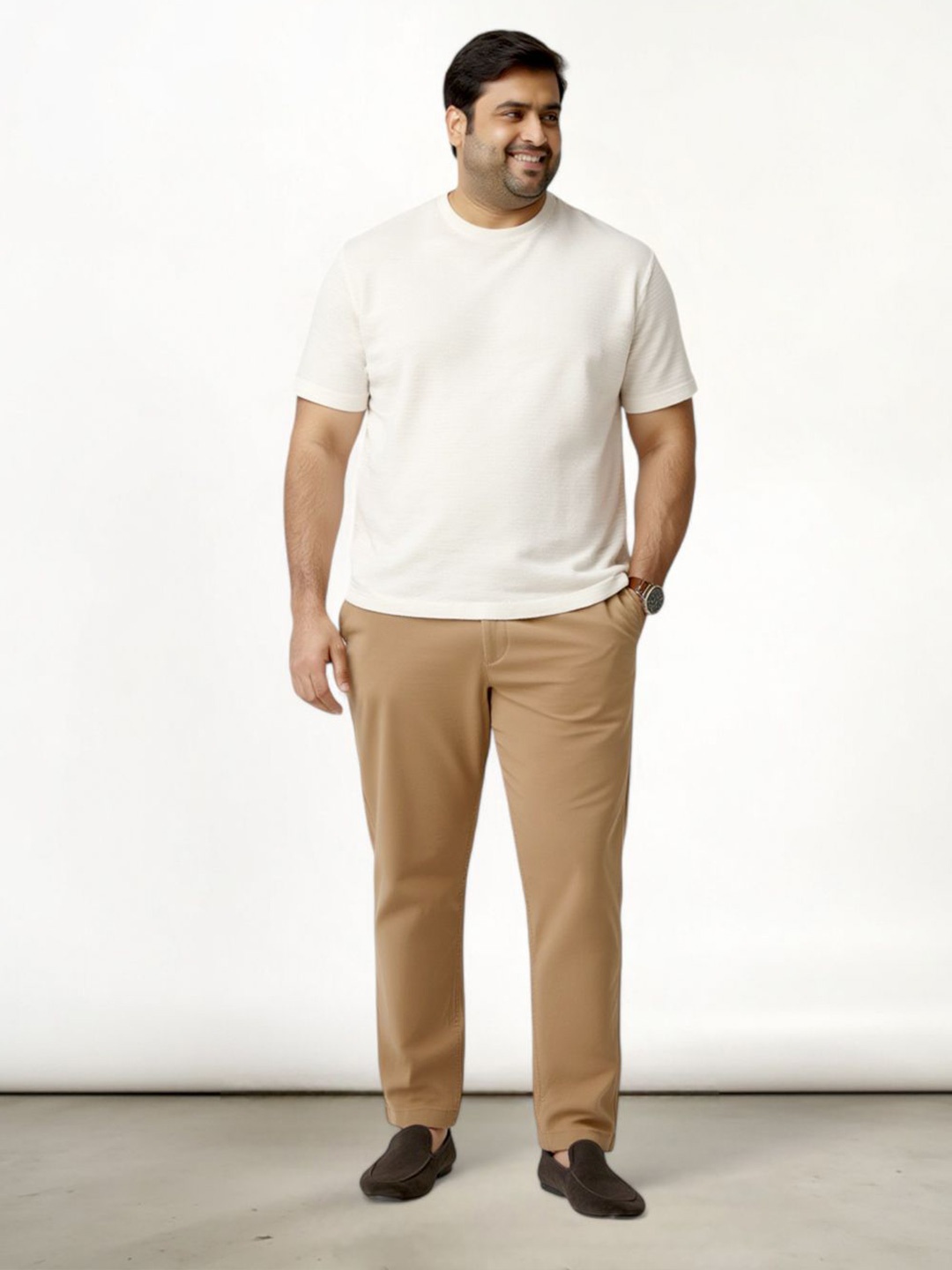 

The Pant Project Men Comfort Slim Fit Chinos Trousers, Khaki