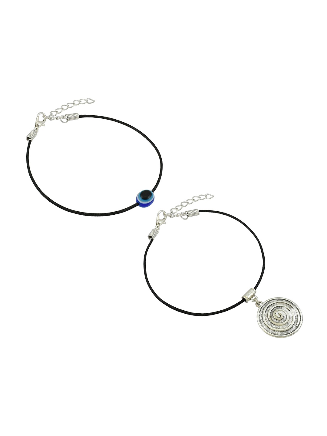 

HIGH TRENDZ Women Set of 2 Anklets, Black
