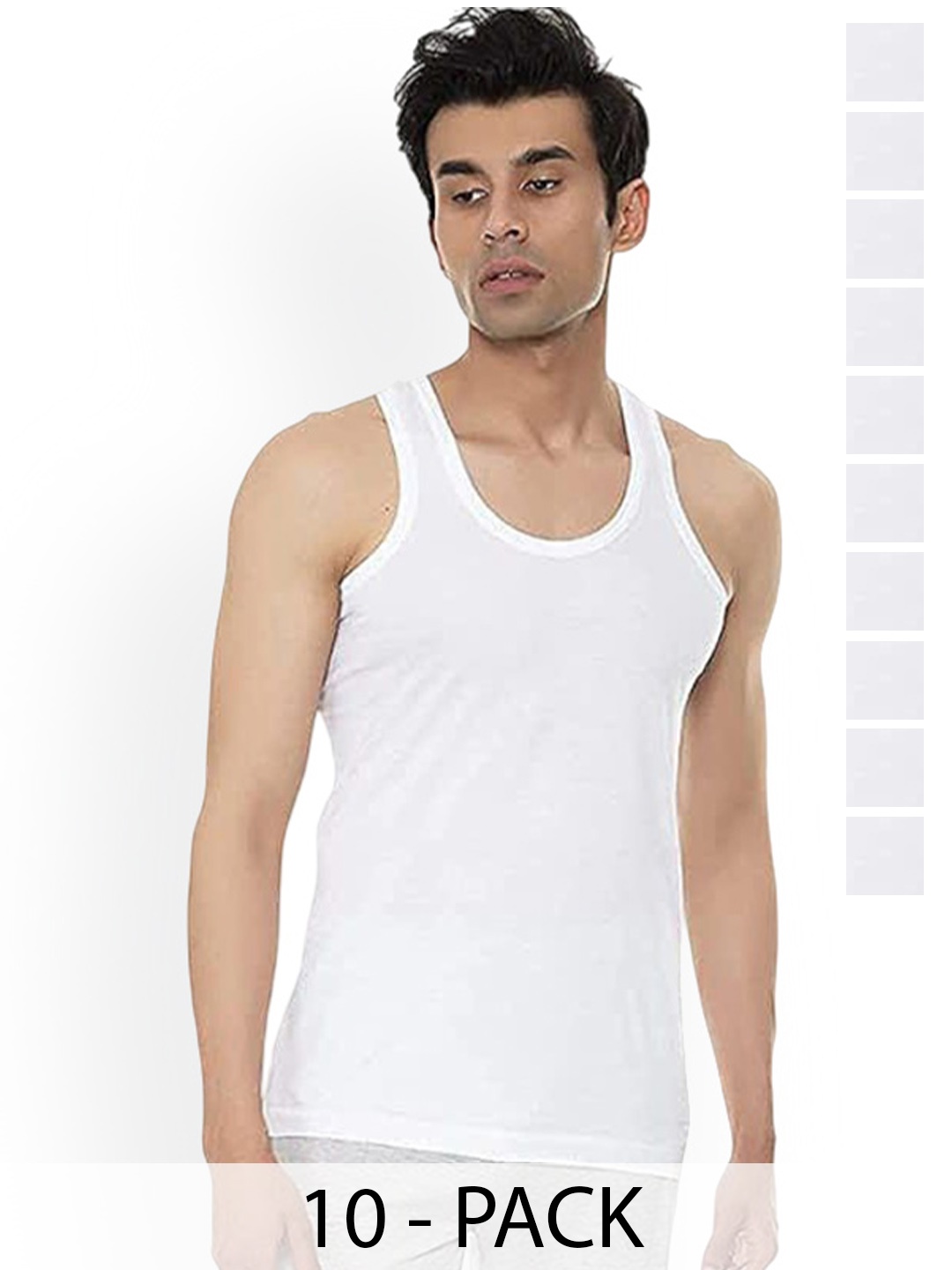 

AMUL COMFY Pack Of 10 Pure Cotton Innerwear Vests Comfy-White-RN-10-80