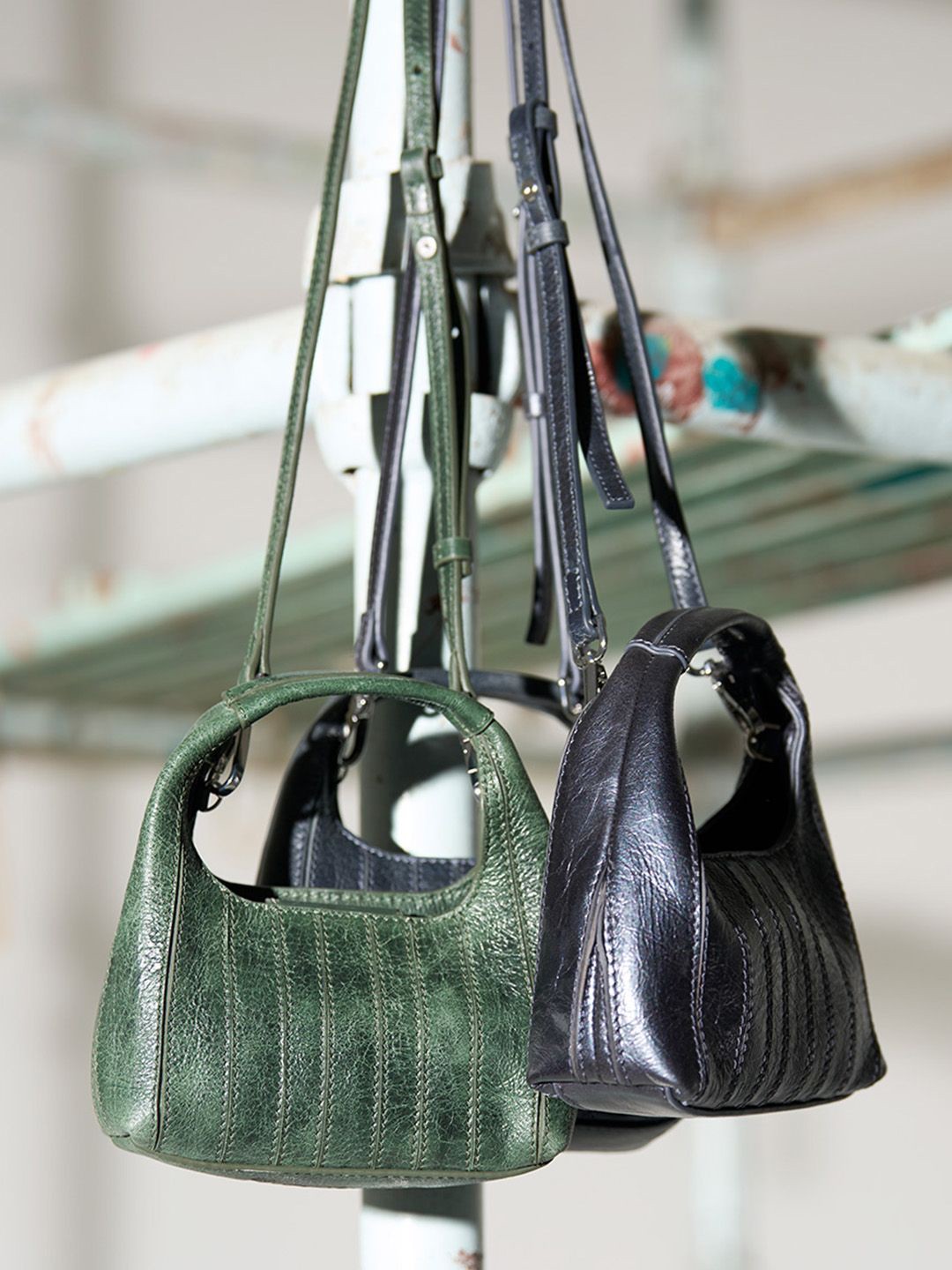 

the Misnomer Unisex Textured Leather Mini Handheld Bag, Green