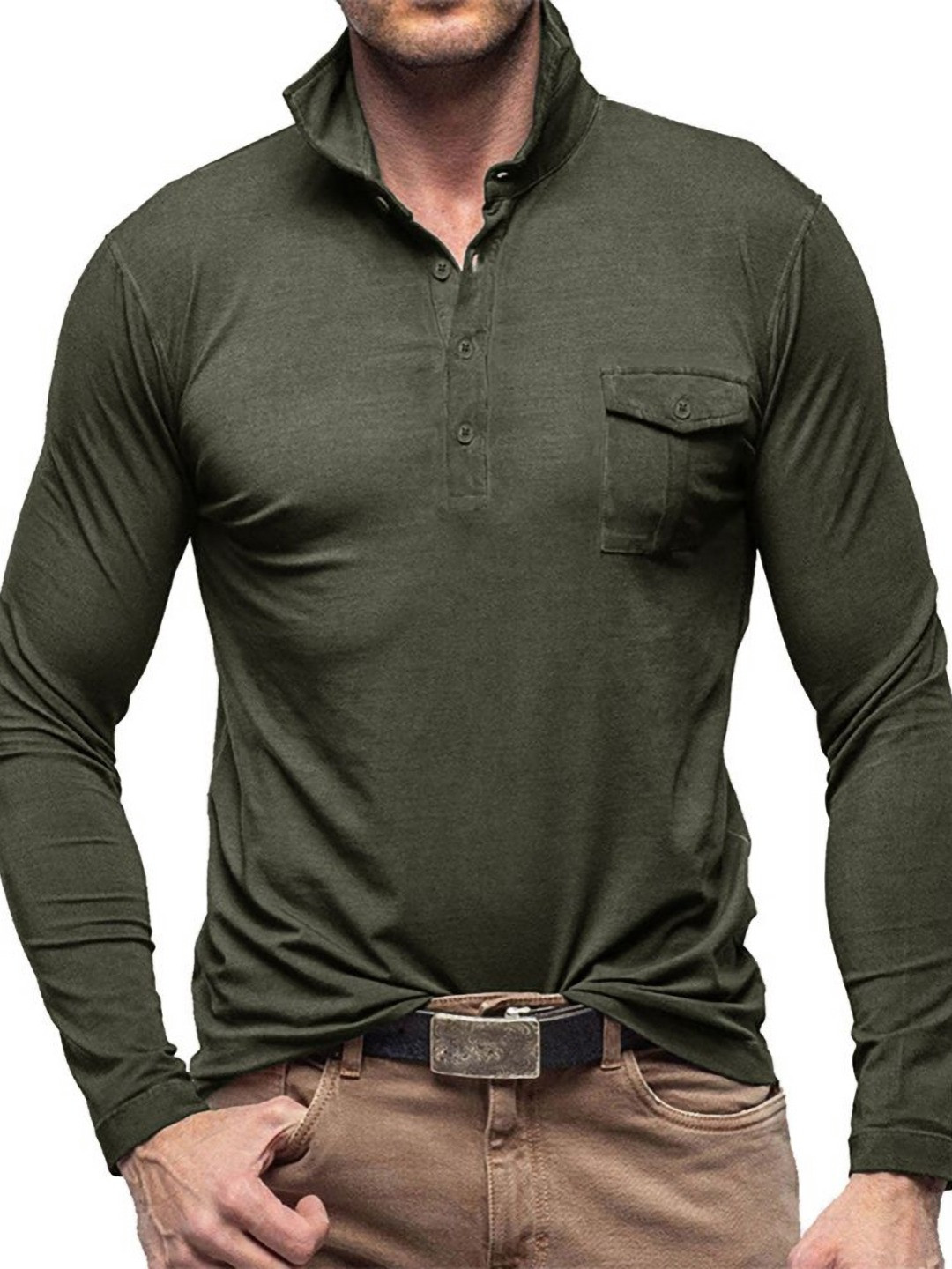 

StyleCast x Revolte Men Polo Collar T-shirt, Green
