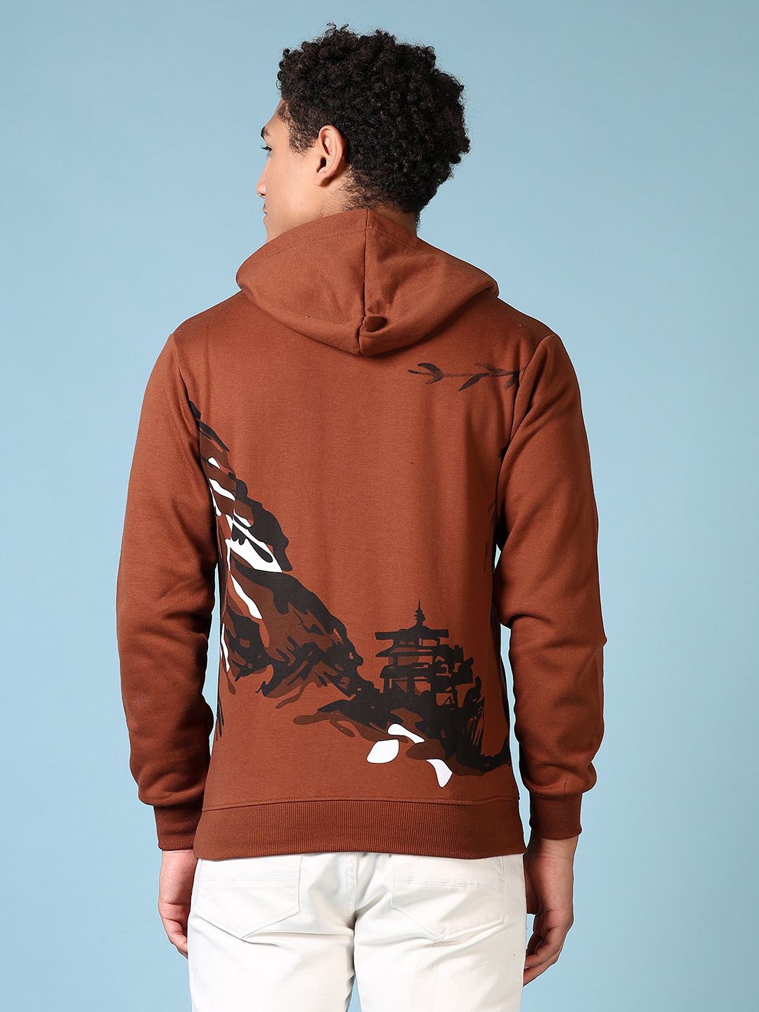 

V-Mart Men Printed Hooded Sweatshirt, Brown