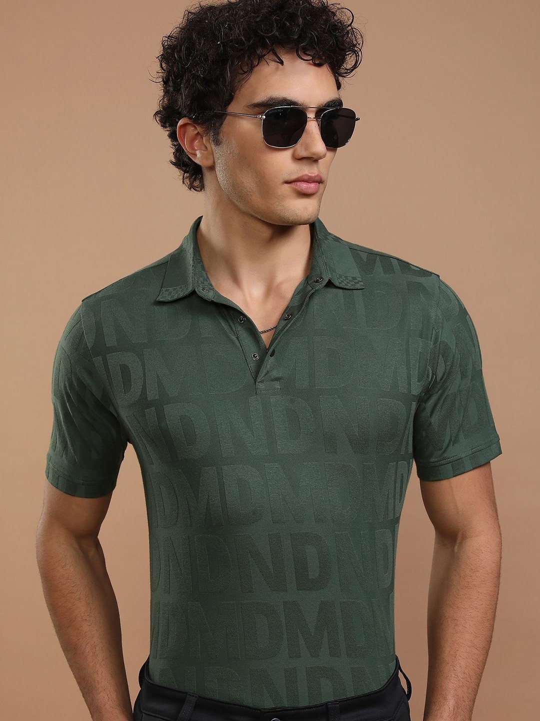 

HIGHLANDER Men Typography Printed Polo Collar T-shirt, Green