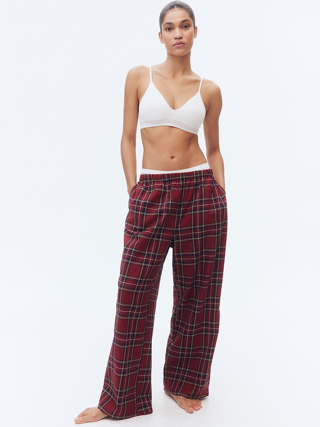 

H&M Women Pure Cotton Pyjama Bottom Night Suit, Red