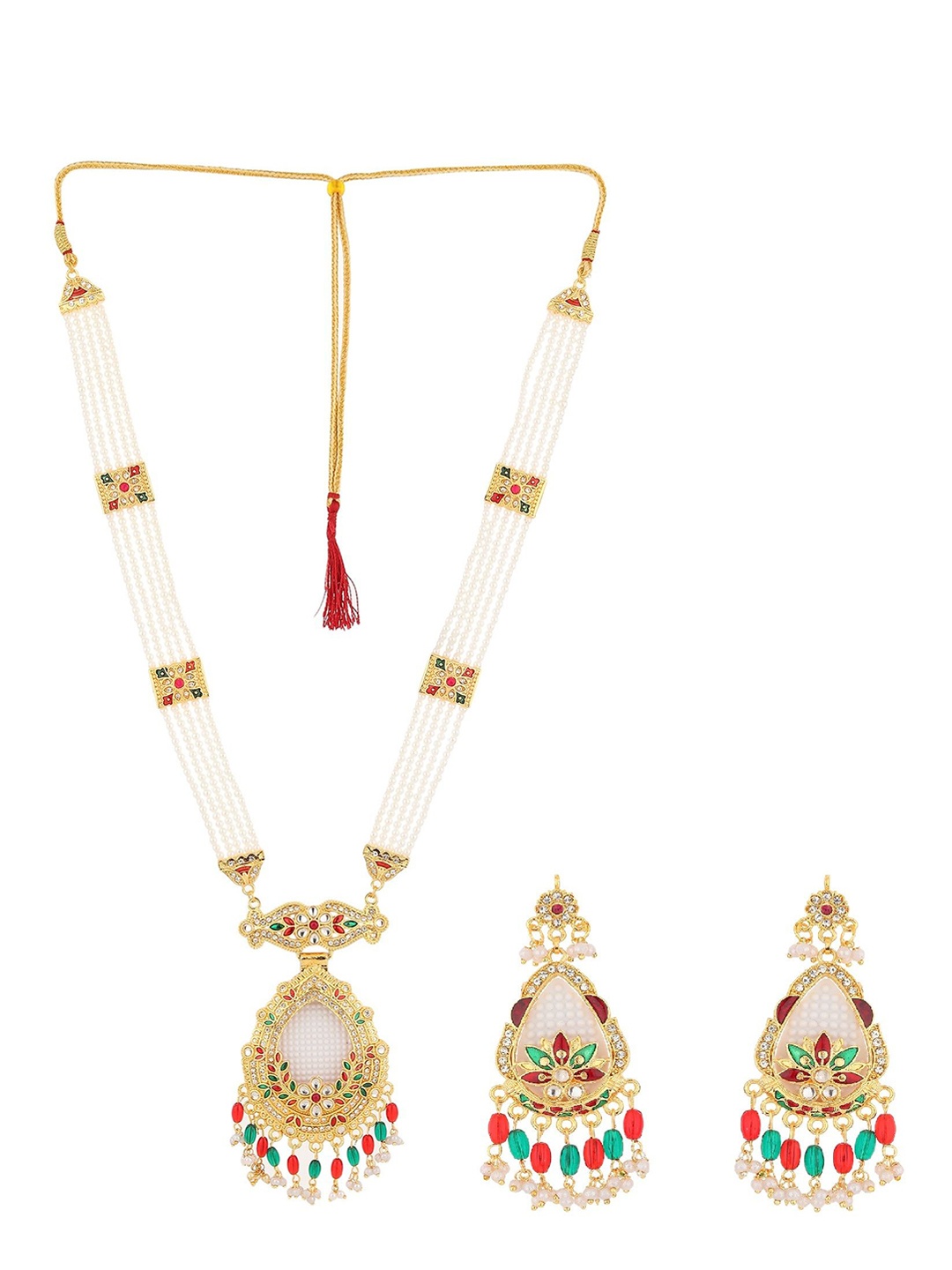 

Rhosyn Gold-Plated Stone Studded & Beaded Jewellery Set, Multi