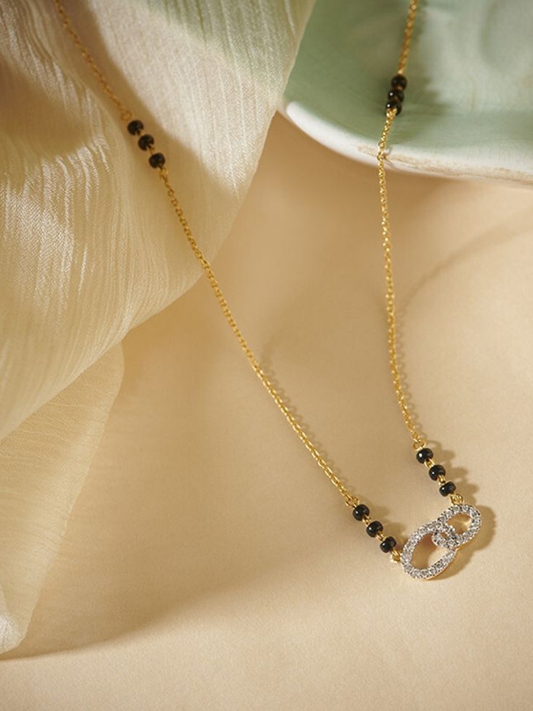 

Wynona Gold-Plated Artificial Stones and Beads Mangalsutra