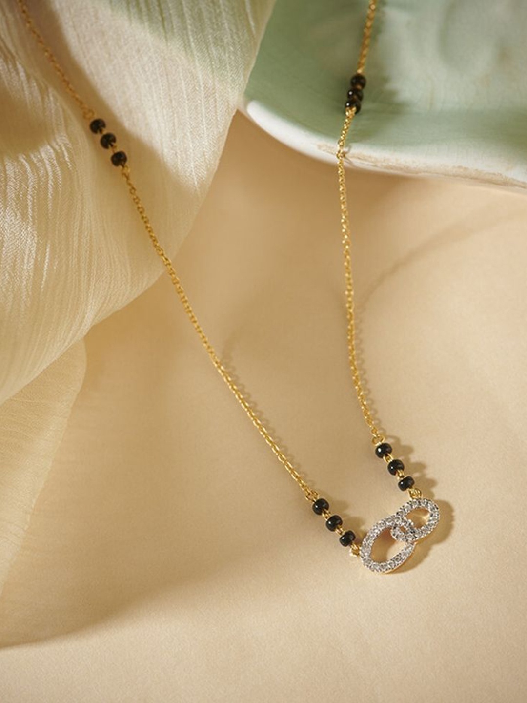 

Wynona Gold-Plated Artificial Stones and Beads Mangalsutra
