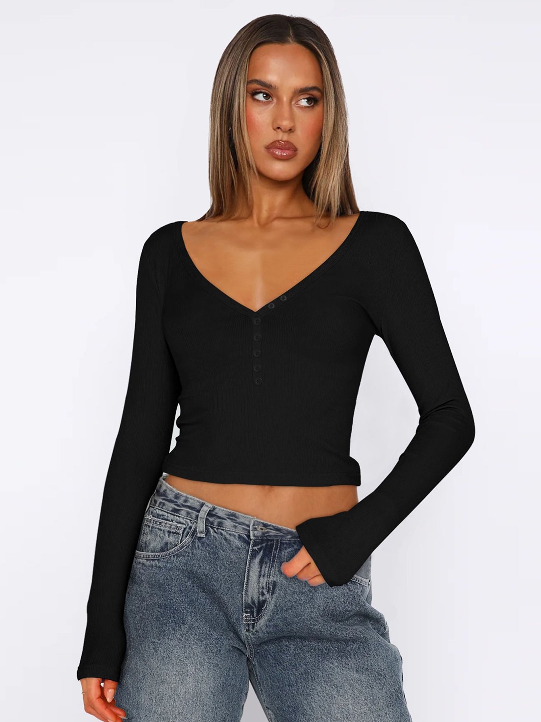 

StyleCast x Revolte Crop Top, Black