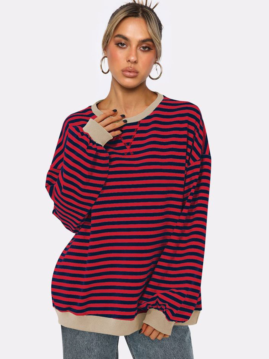

LULU & SKY Striped Extended Sleeves Top, Multi