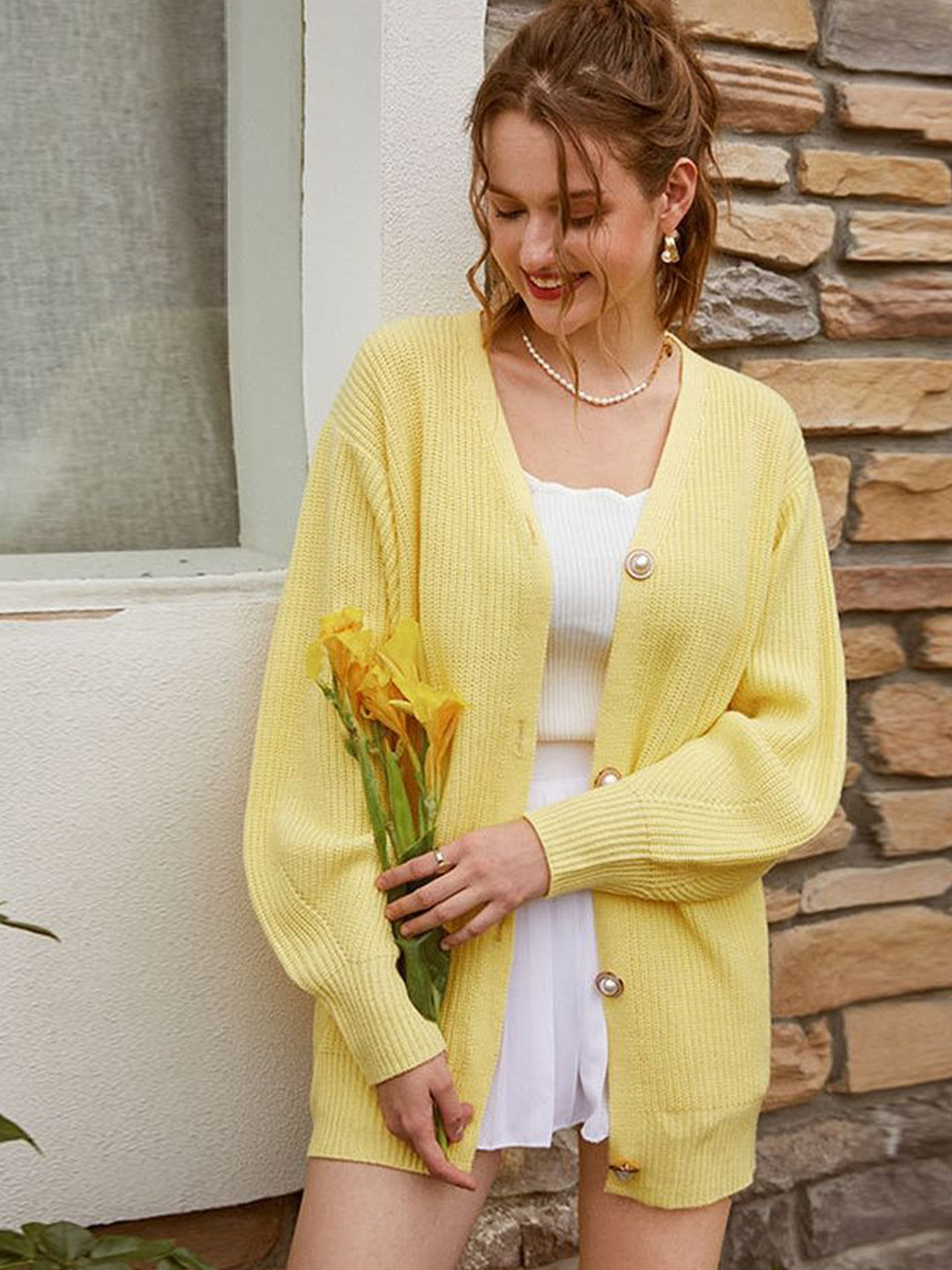 

LULU & SKY Women Cardigan, Yellow