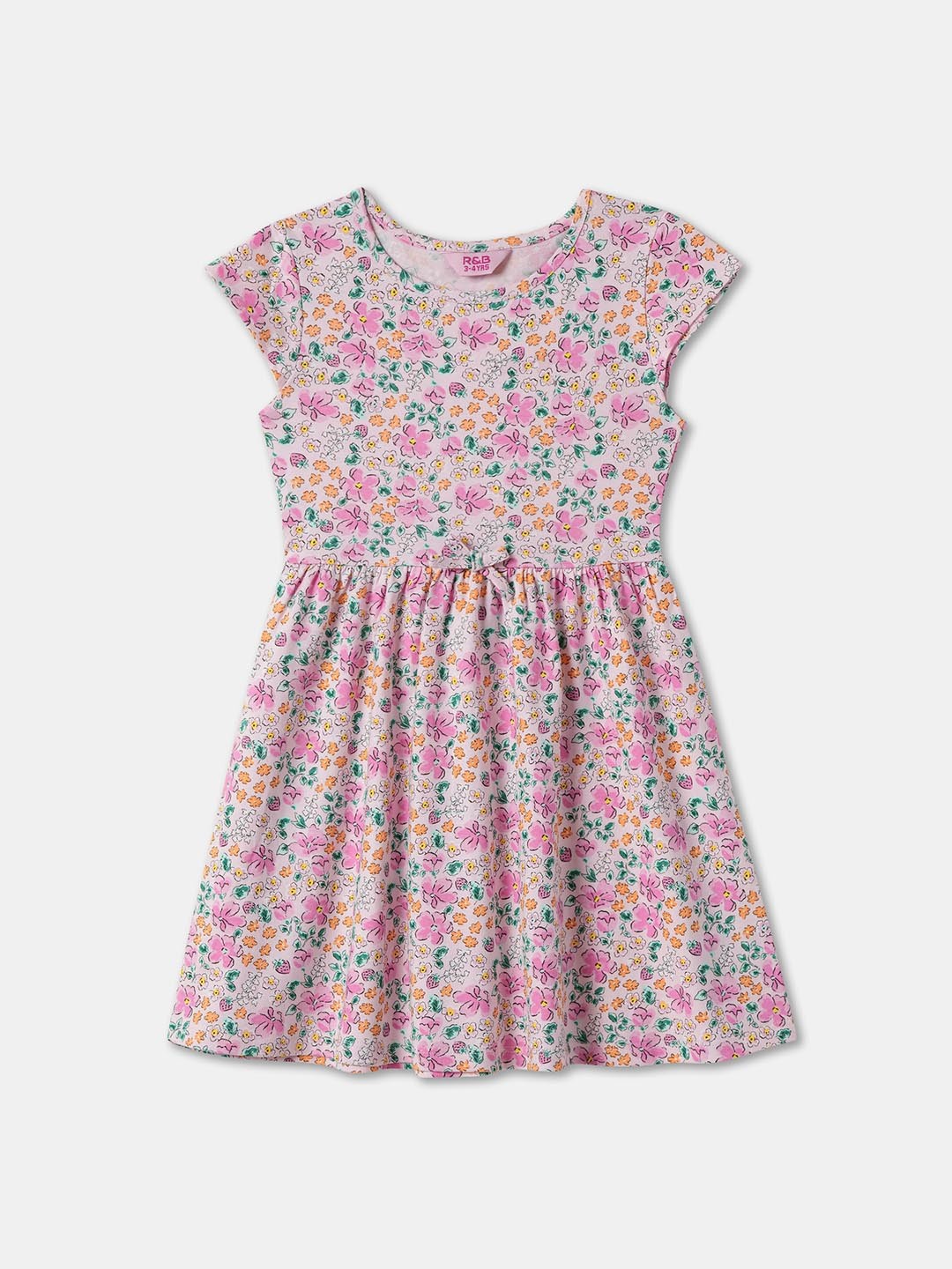 

R&B Floral Print A-Line Dress, Pink