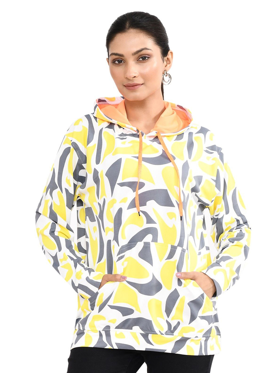 

RAPL Women Printed Hooded Sweatshirt, Grey