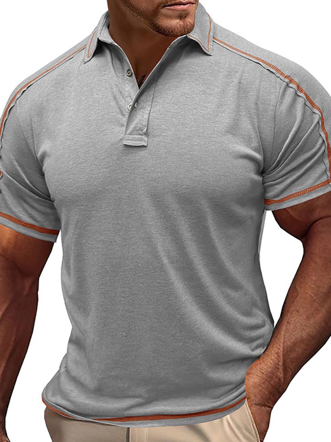 

StyleCast x Revolte Men Polo Collar T-shirt, Grey