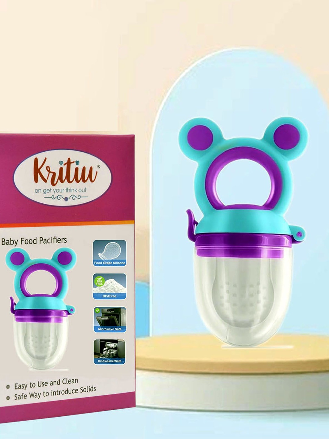 

Kritiu Infants Ultra Care Silicone Fruit & Food Nibbler Feeder, Pink