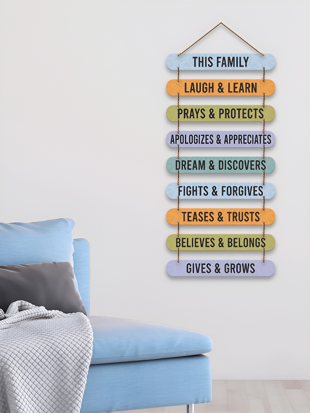 

ArtVibes Grey & Blue Printed Wooden Wall Hangings