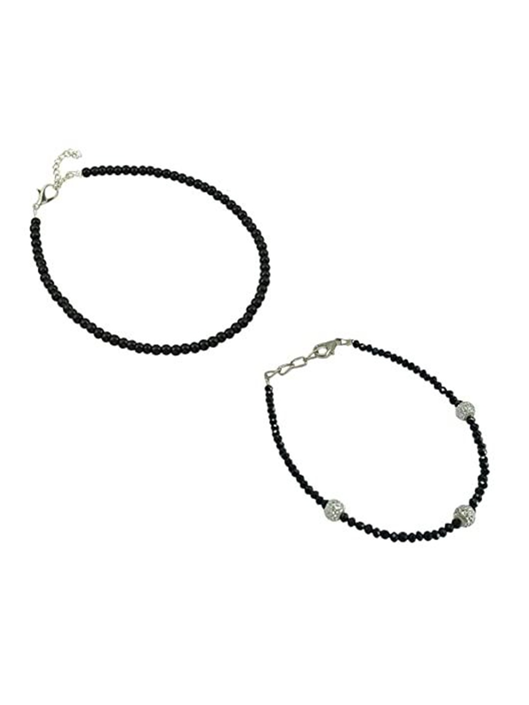

HIGH TRENDZ Women Set of 2 Anklets, Black