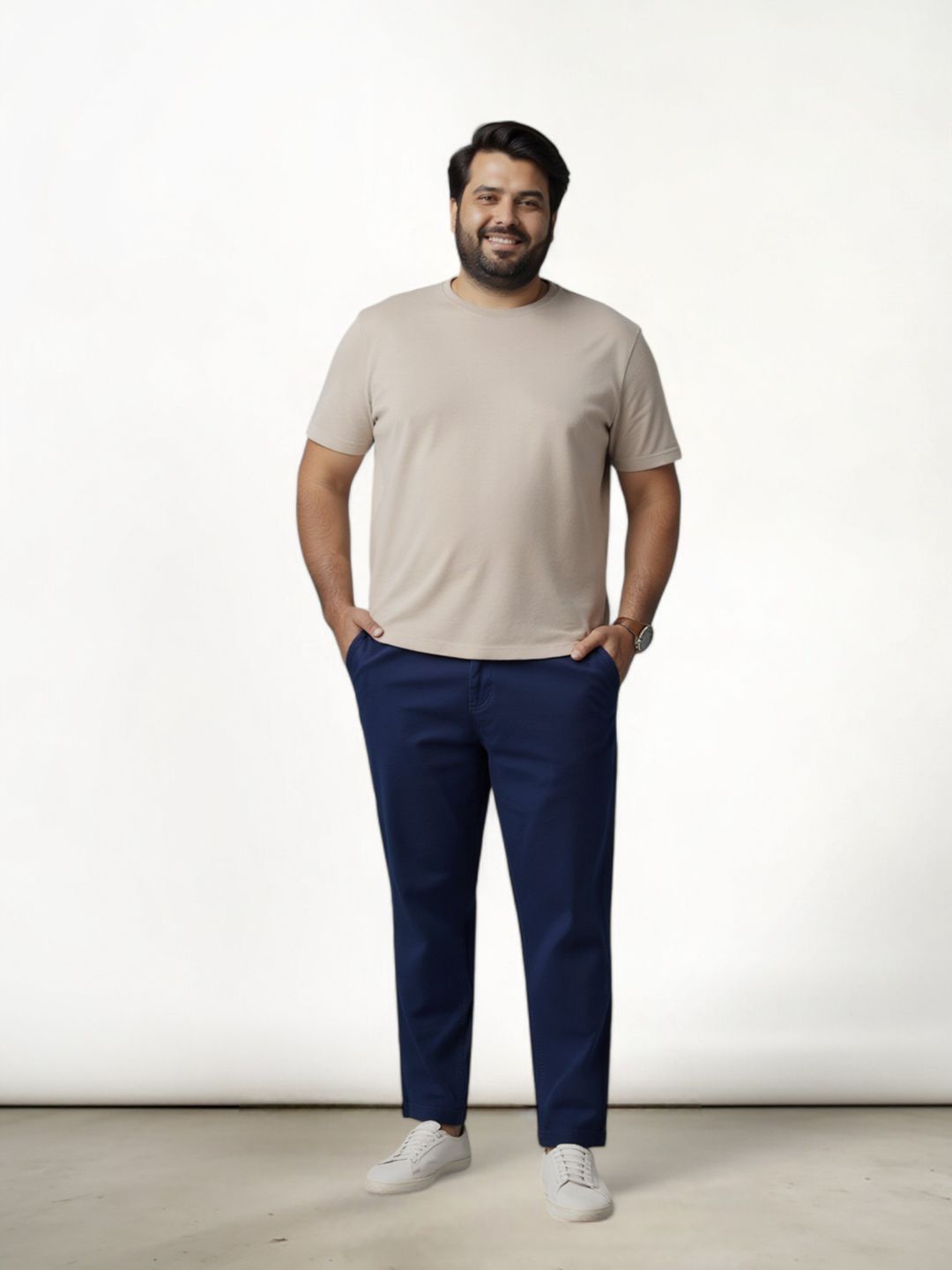 

The Pant Project Men Plus Size Comfort Slim Fit Chinos Trousers, Navy blue