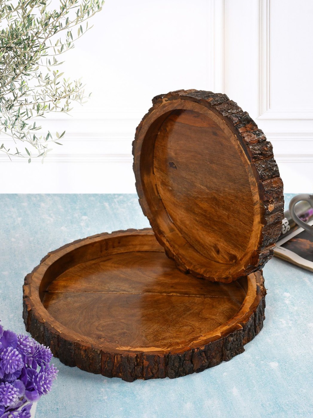 

Clio's Heritage Store Set of 2 Wooden Multi Food Platter, Brown