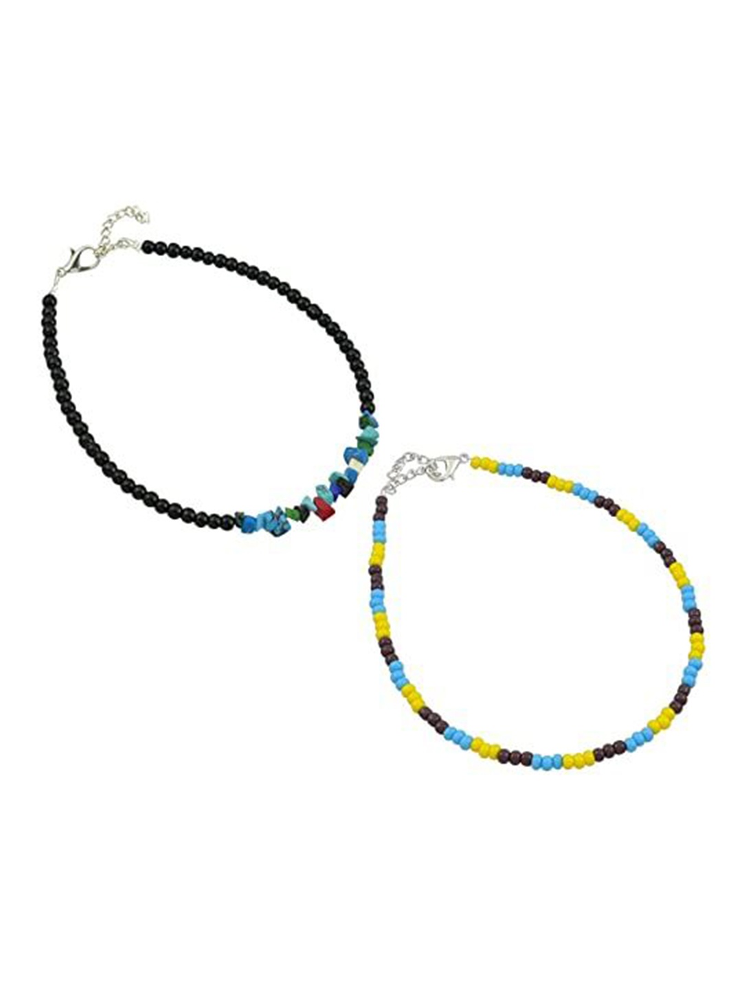 

HIGH TRENDZ Women Set of 2 Anklets, Black