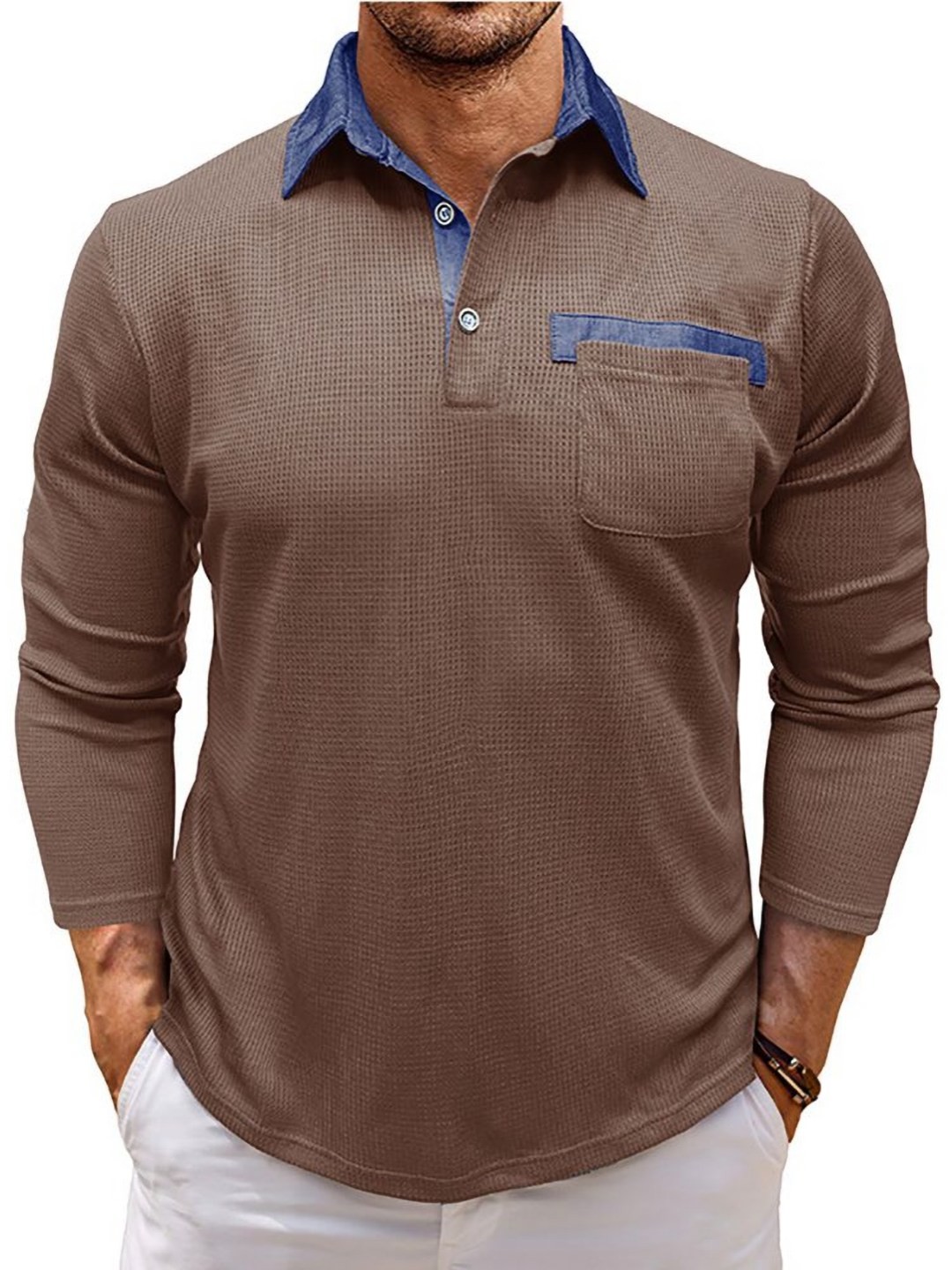 

StyleCast x Revolte Men Polo Collar T-shirt, Coffee brown