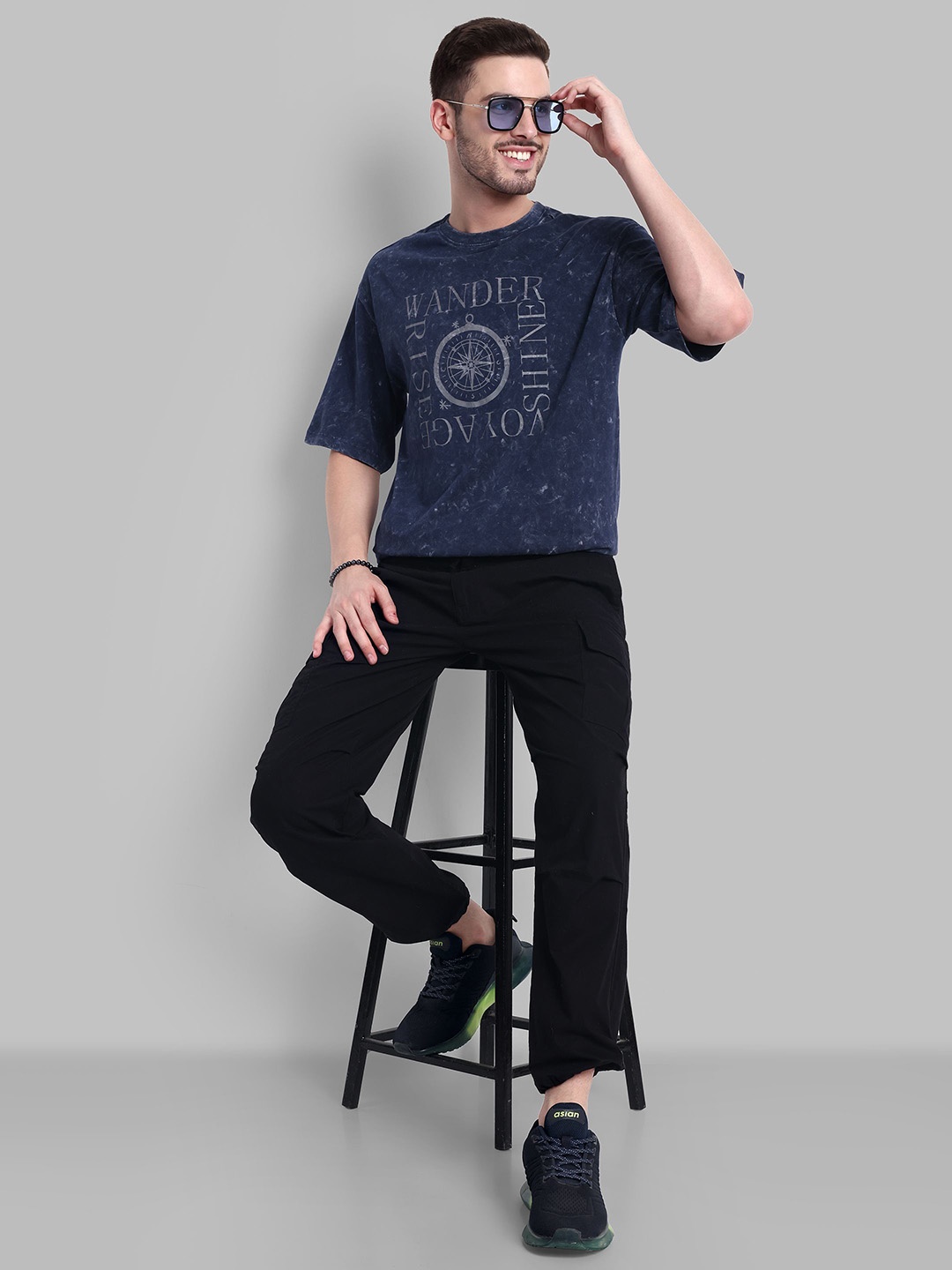 

The Roadster Lifestyle Co. Printed Pure Cotton Relaxed Fit Tshirt, Blue
