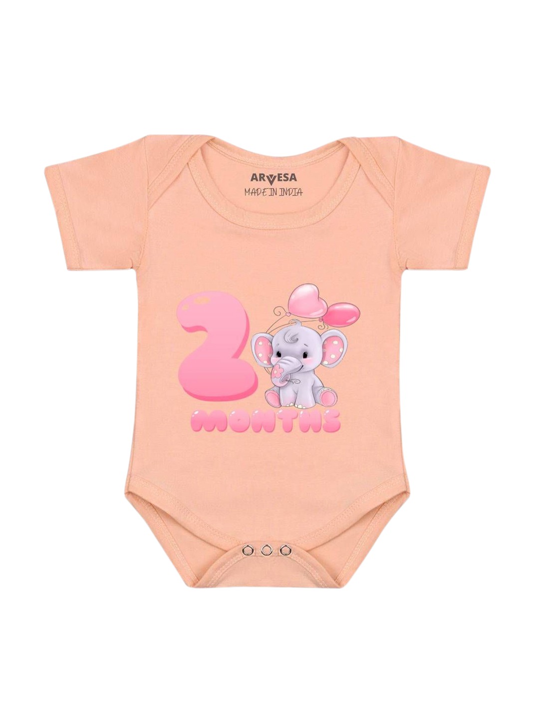 

Arvesa Infants Printed Body Suit, Peach