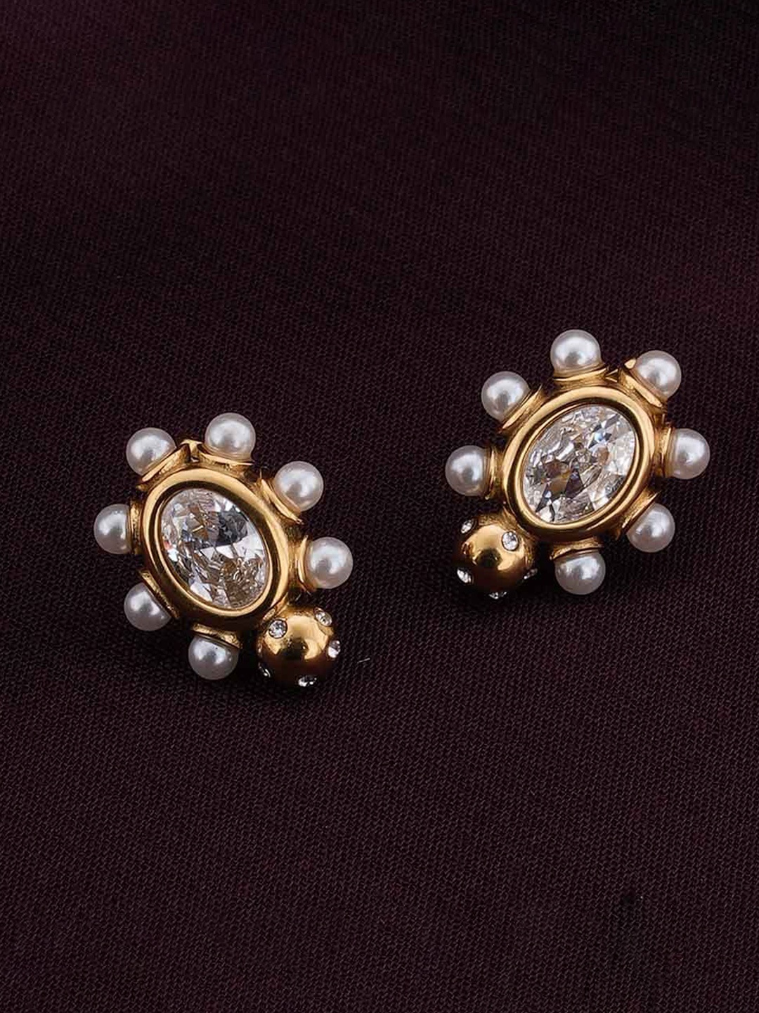 

PALMONAS Geometric Studs Earrings, Gold