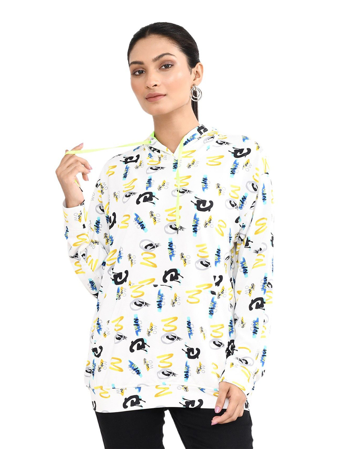 

RAPL Women Printed Hooded Sweatshirt, Black