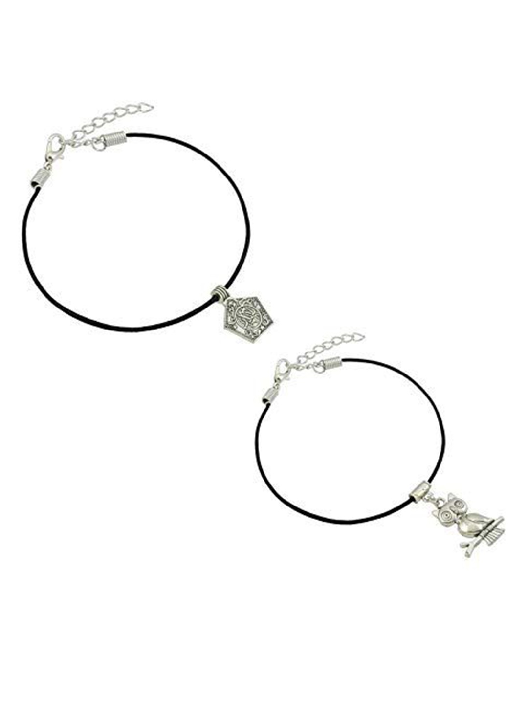

HIGH TRENDZ Women Set of 2 Anklets, Black