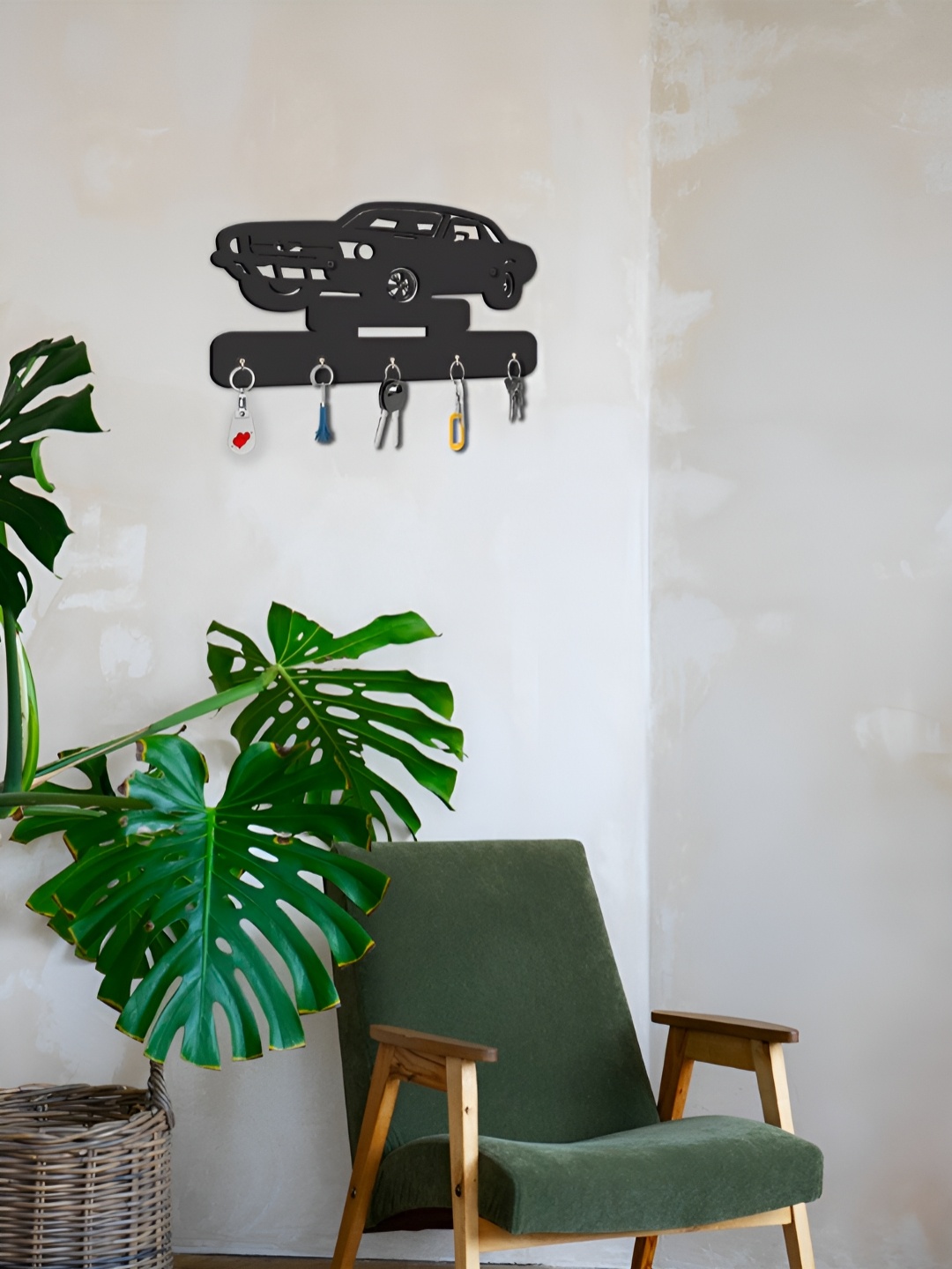 

OLIVE TREE Black 5 Hooks Wooden Key Holder