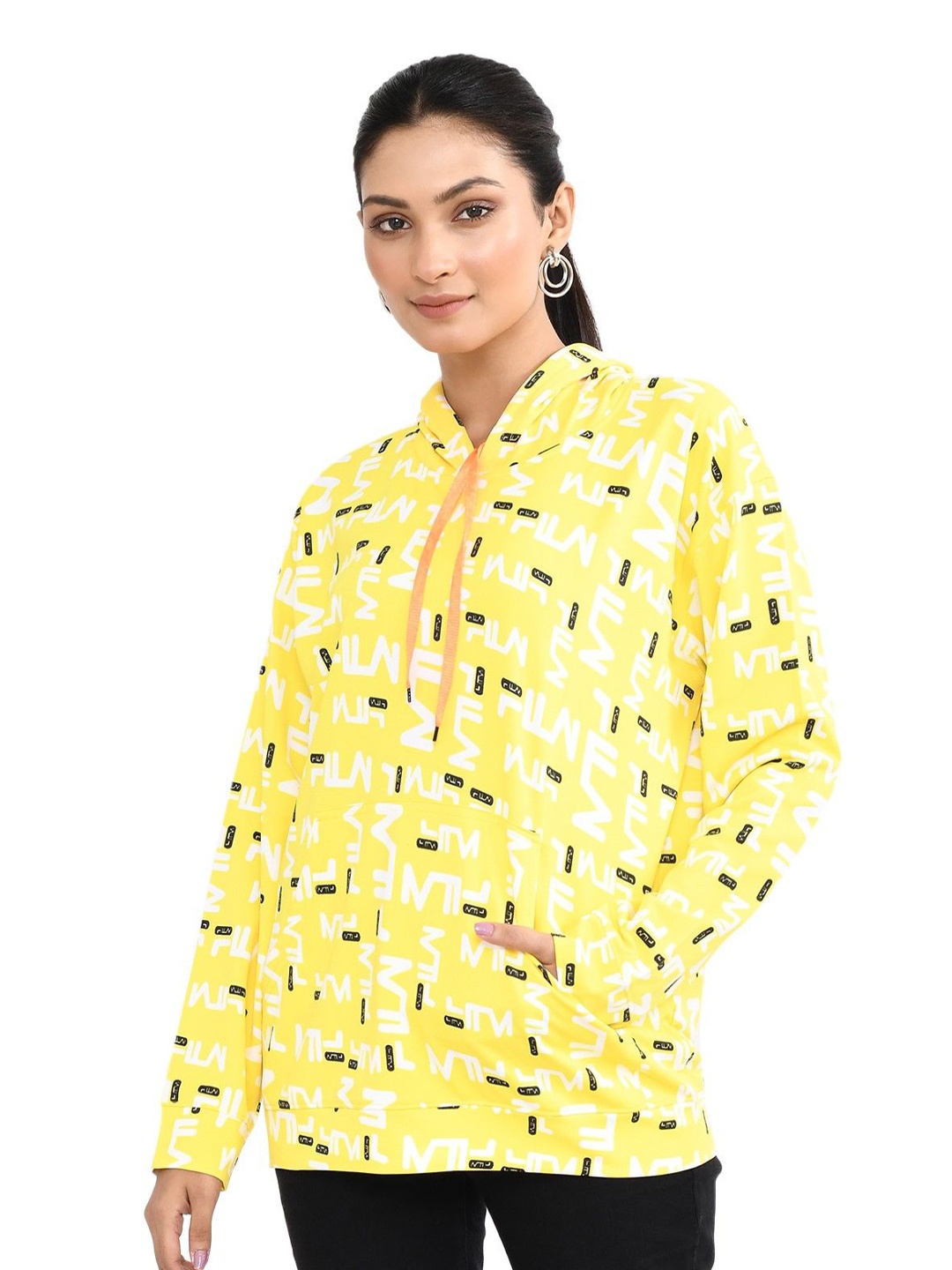 

RAPL Women Printed Hooded Sweatshirt, Yellow