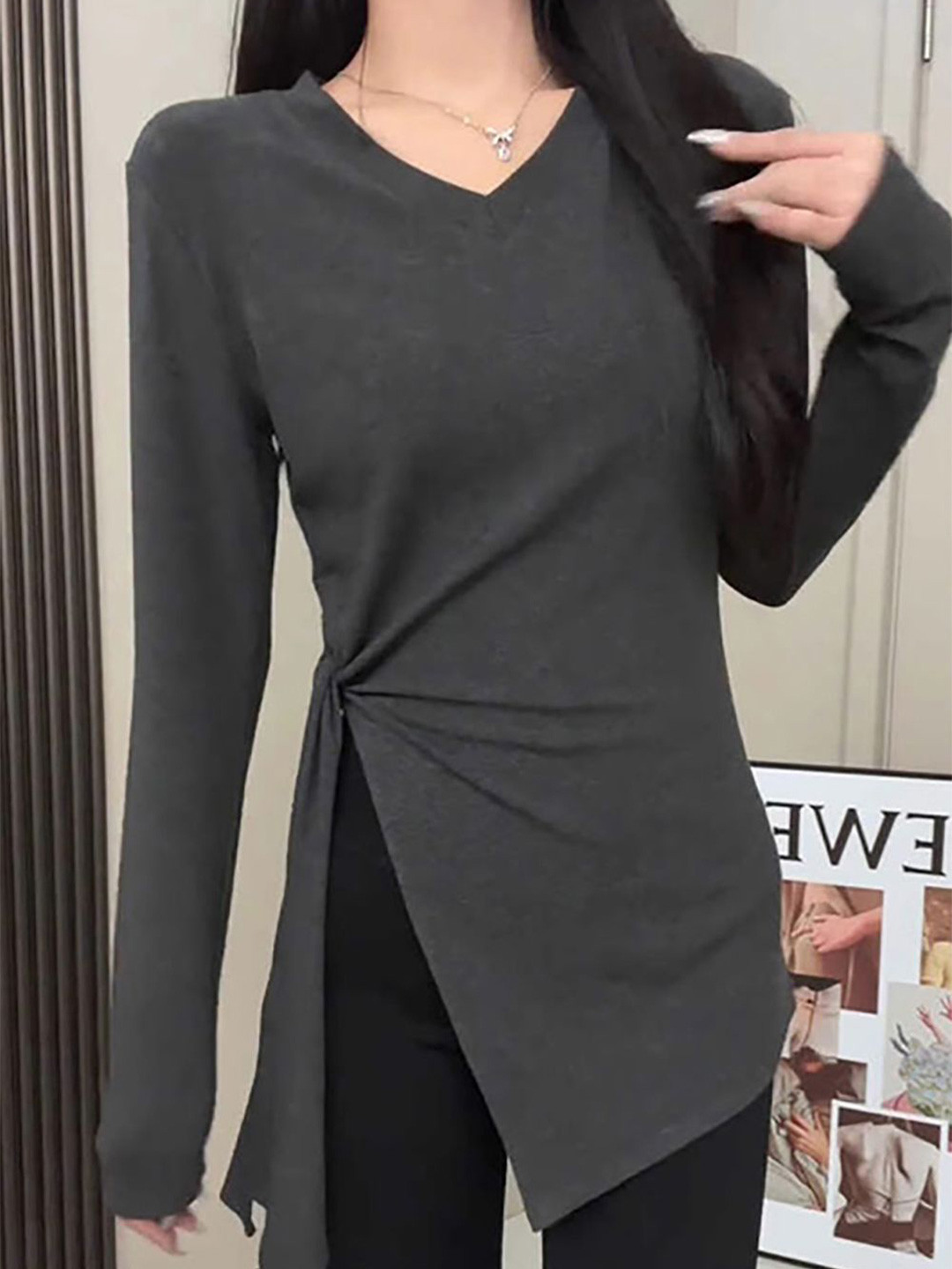 

StyleCast x Revolte Cotton Top, Grey