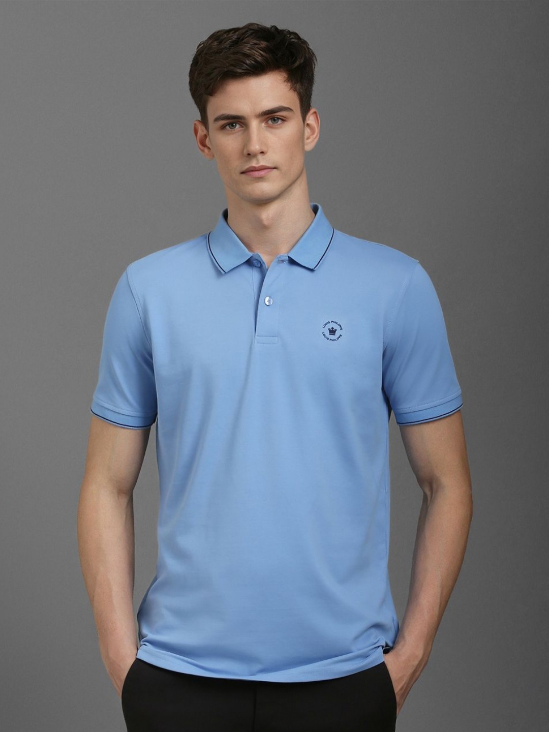 

Louis Philippe Men Polo Collar T-shirt, Blue