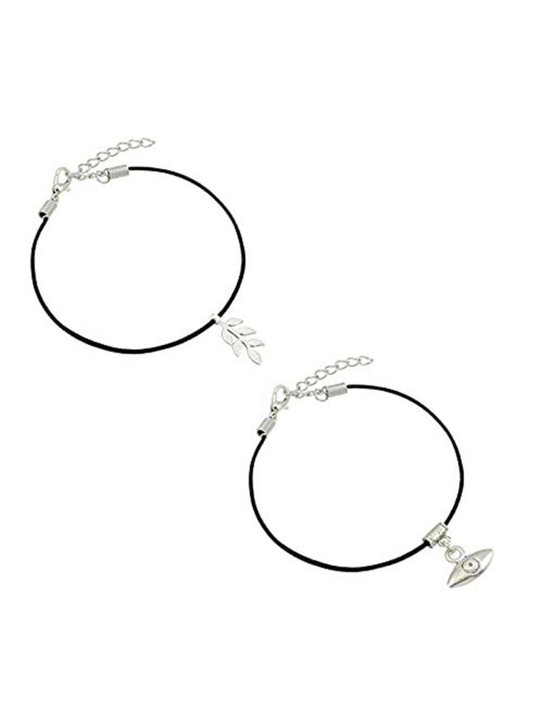 

HIGH TRENDZ Women Set of 2 Anklets, Black