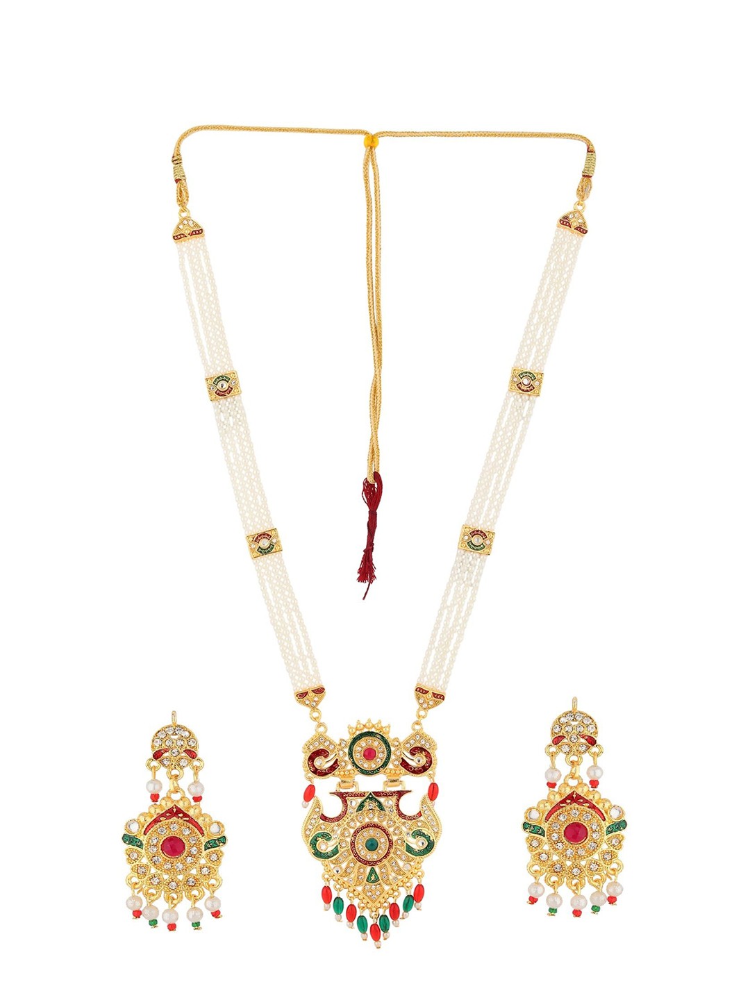 

Rhosyn Gold-Plated Stone-Studded & Beaded Jewellery Set, Multi