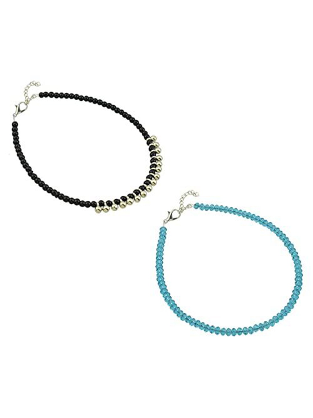 

HIGH TRENDZ Women Set of 2 Anklets, Black