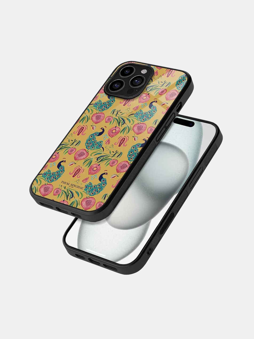 

macmerise Floral Printed iPhone 16 Pro Max Bumper Case Mobile Accessories, Black